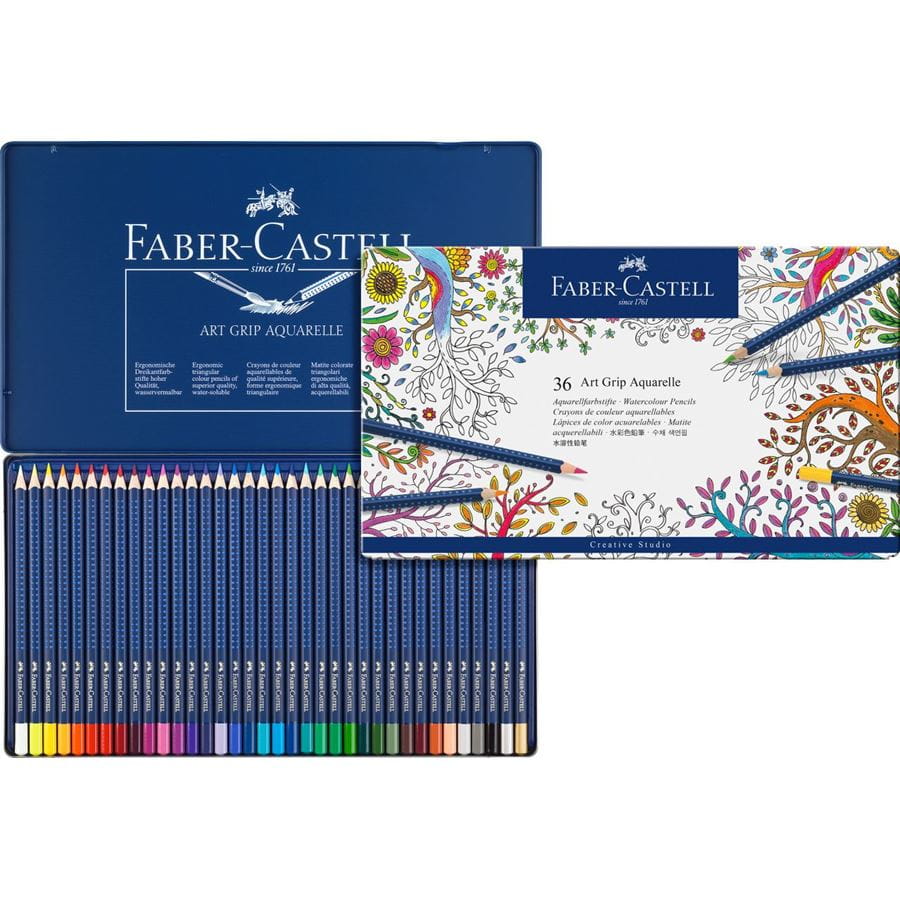 Faber-Castell - Watercolour pencil Art Grip Aquarelle tin of 36