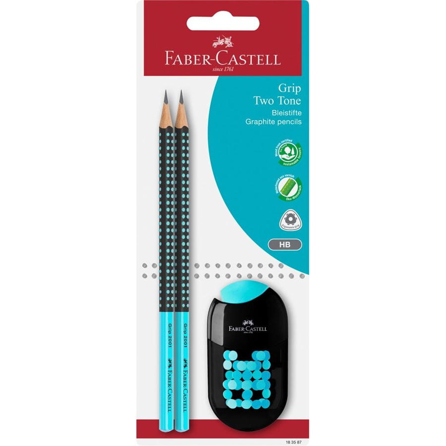 Faber-Castell - Grip 2001 Two Tone graphite pencil set, HB, 3 pieces