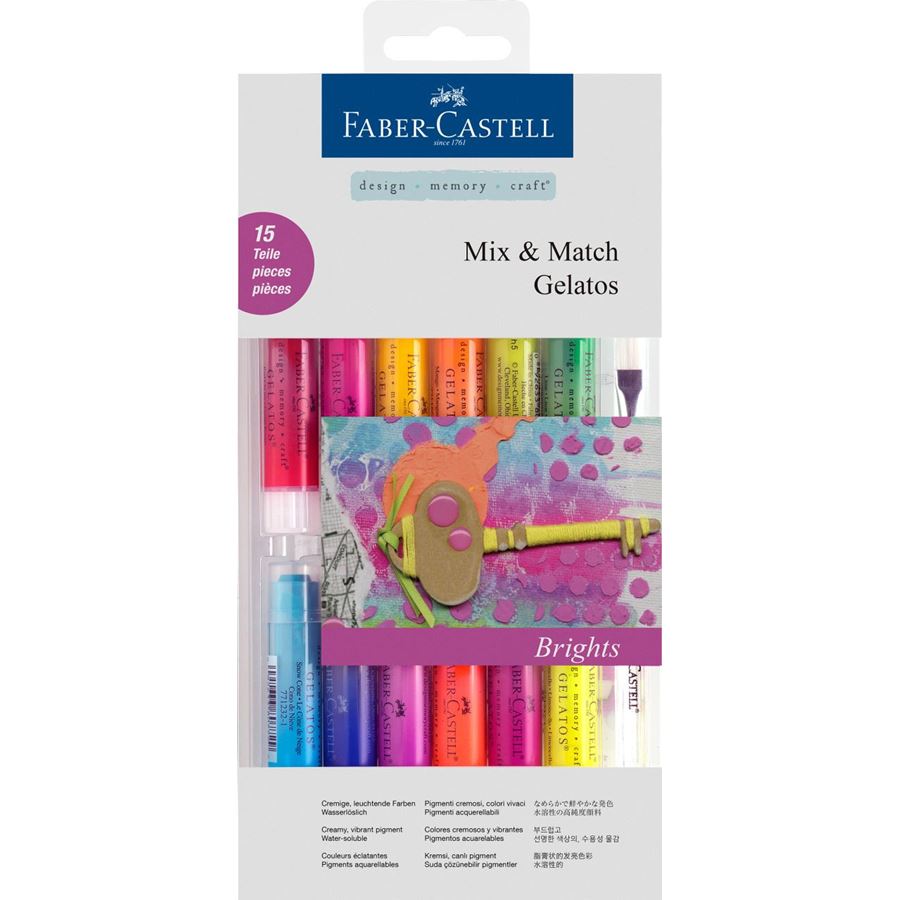 Faber-Castell - Gelatos watersoluble crayons, bright tones, 15 pieces