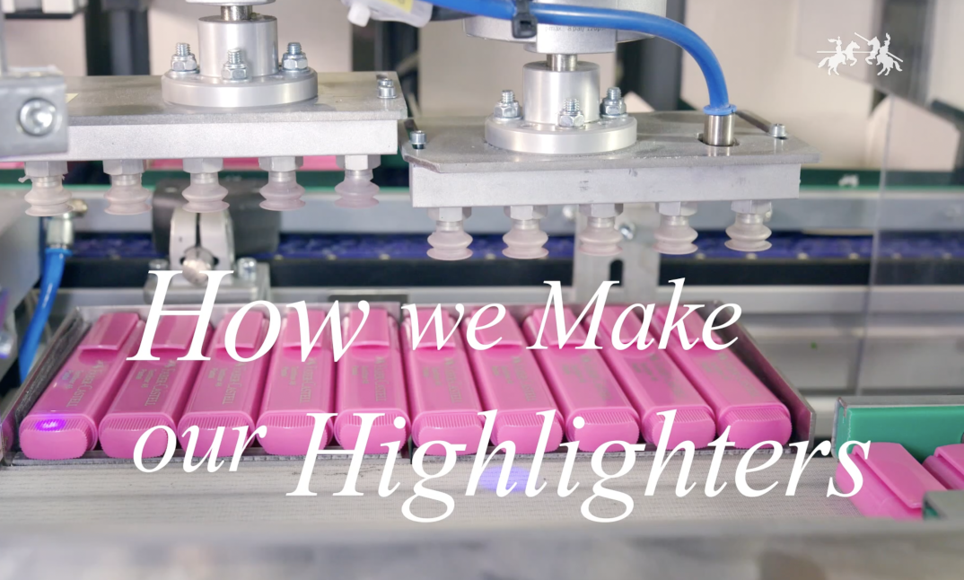 picture with pink highlighter and white with the word "How we Make our Highlighters" in white  
