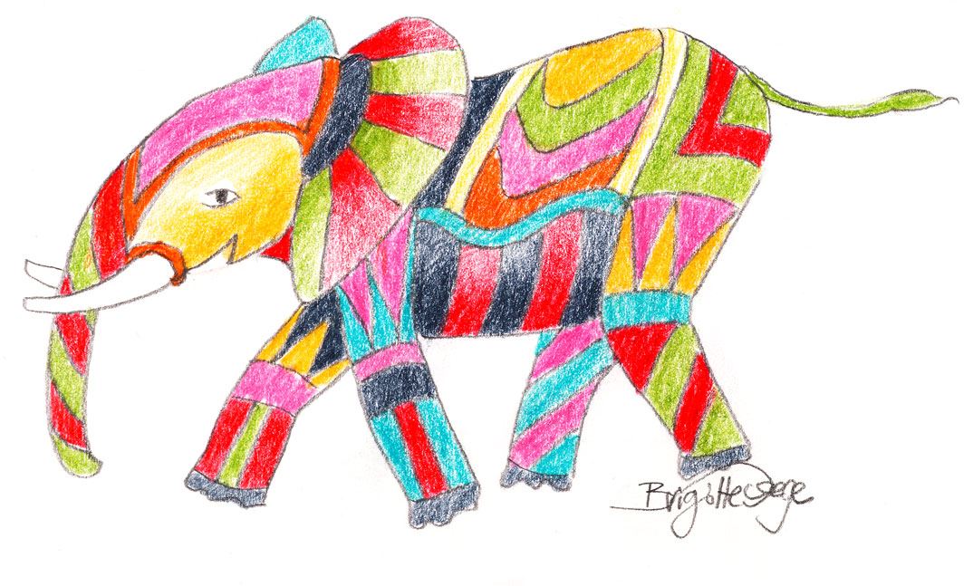 Colouring pages (easy): Little elephant in red - Result