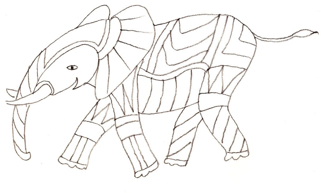 Colouring pages (easy): Little elephant - Template