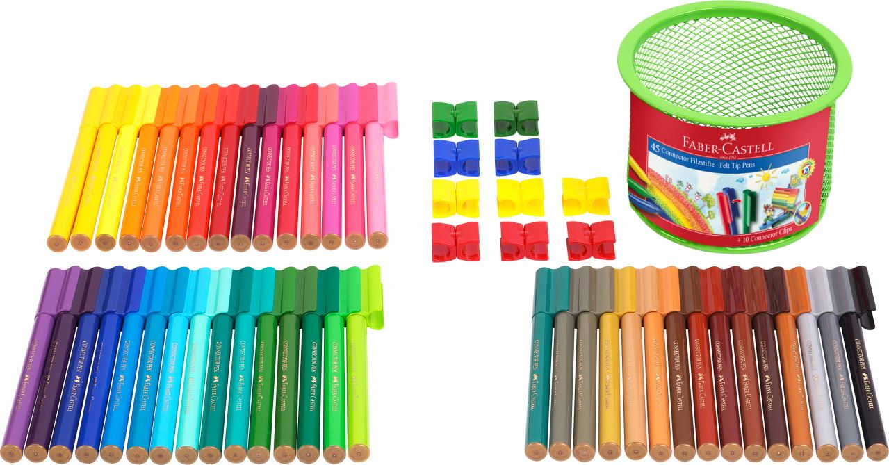 Faber-Castell - Connector felt tip pen set Mesh tins, 55 pieces