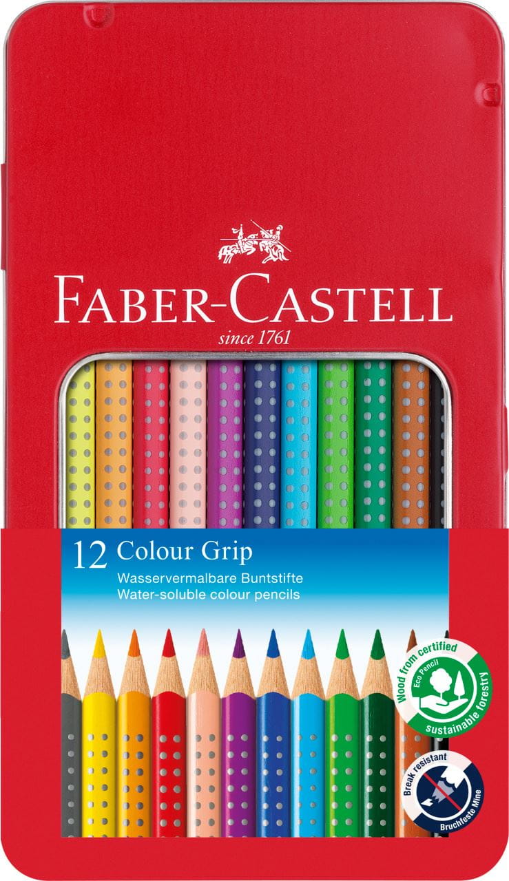 Faber-Castell - Colour Grip colour pencil, tin of 12