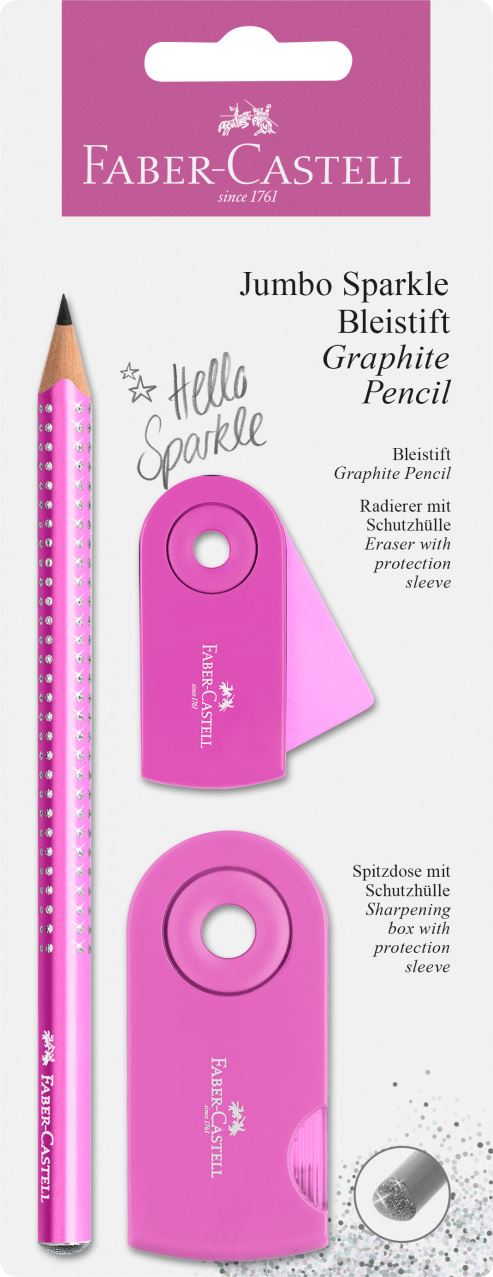 Faber-Castell - Jumbo Sparkle graphite pencil set, pink, 3 pieces