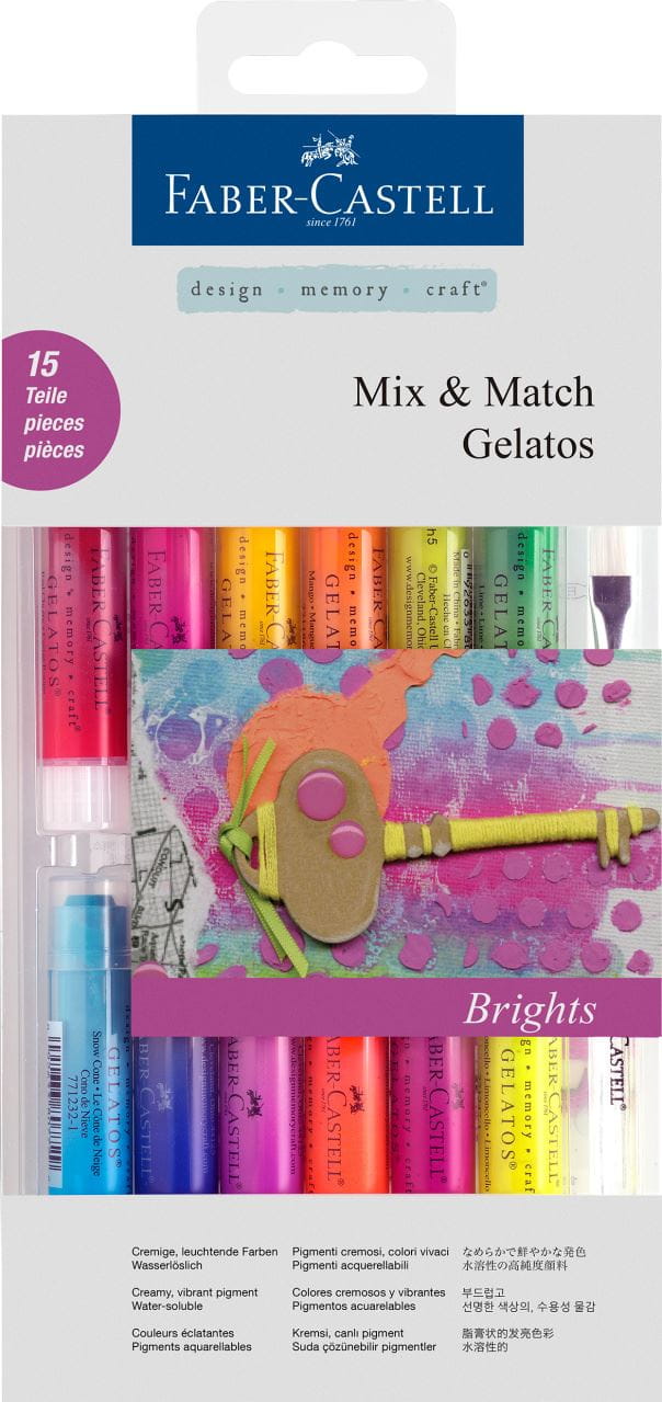 Faber-Castell - Gelatos watersoluble crayons, bright tones, 15 pieces