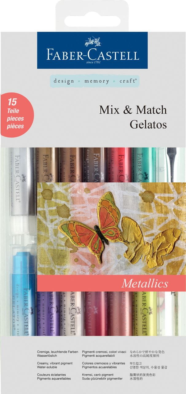Faber-Castell - Gelatos watersoluble crayons, metallic tones, 15 pieces