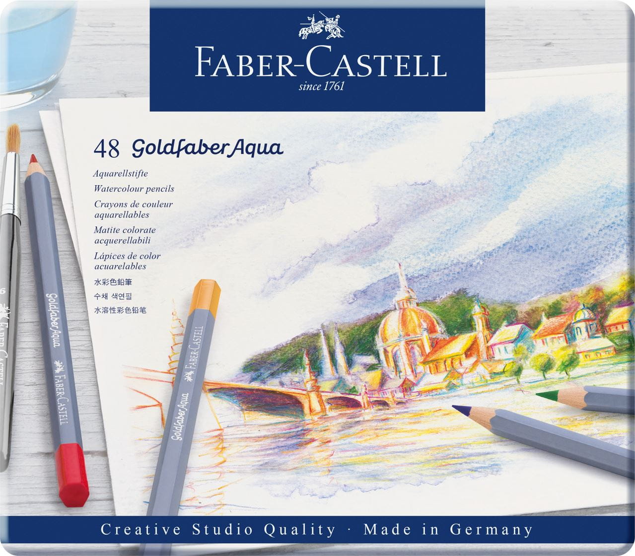 Faber-Castell - Goldfaber Aqua watercolour pencil, tin of 48