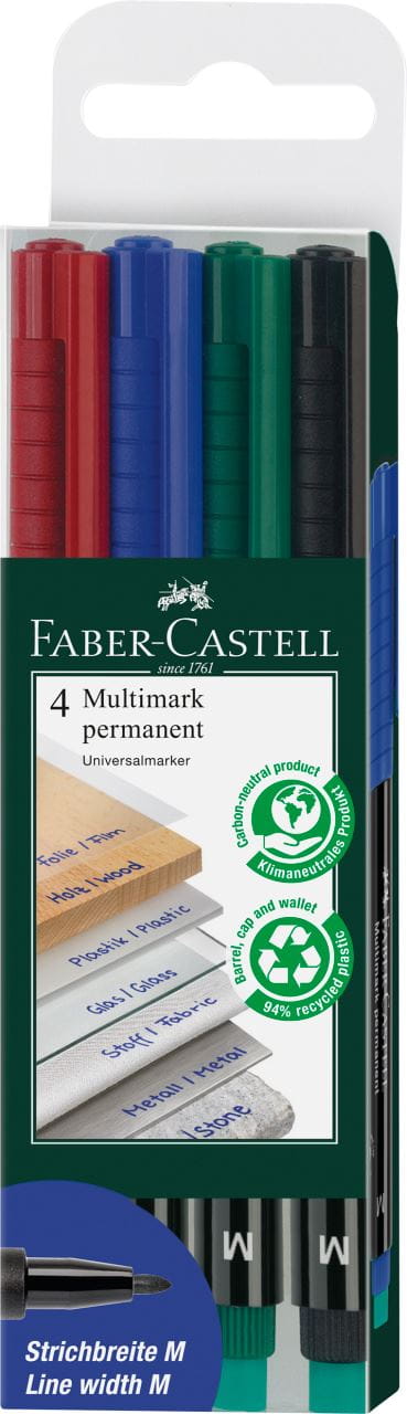 Faber-Castell - Multimark overhead marker permanent, M, wallet of 4