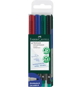 Faber-Castell - Multimark overhead marker water-soluble, M, wallet of 4