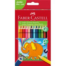 Faber-Castell - Jumbo Triangular colour pencils, wallet of 12
