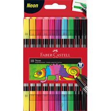 Faber-Castell - Double-ended felt tip pen, neon, cardboard wallet of 10