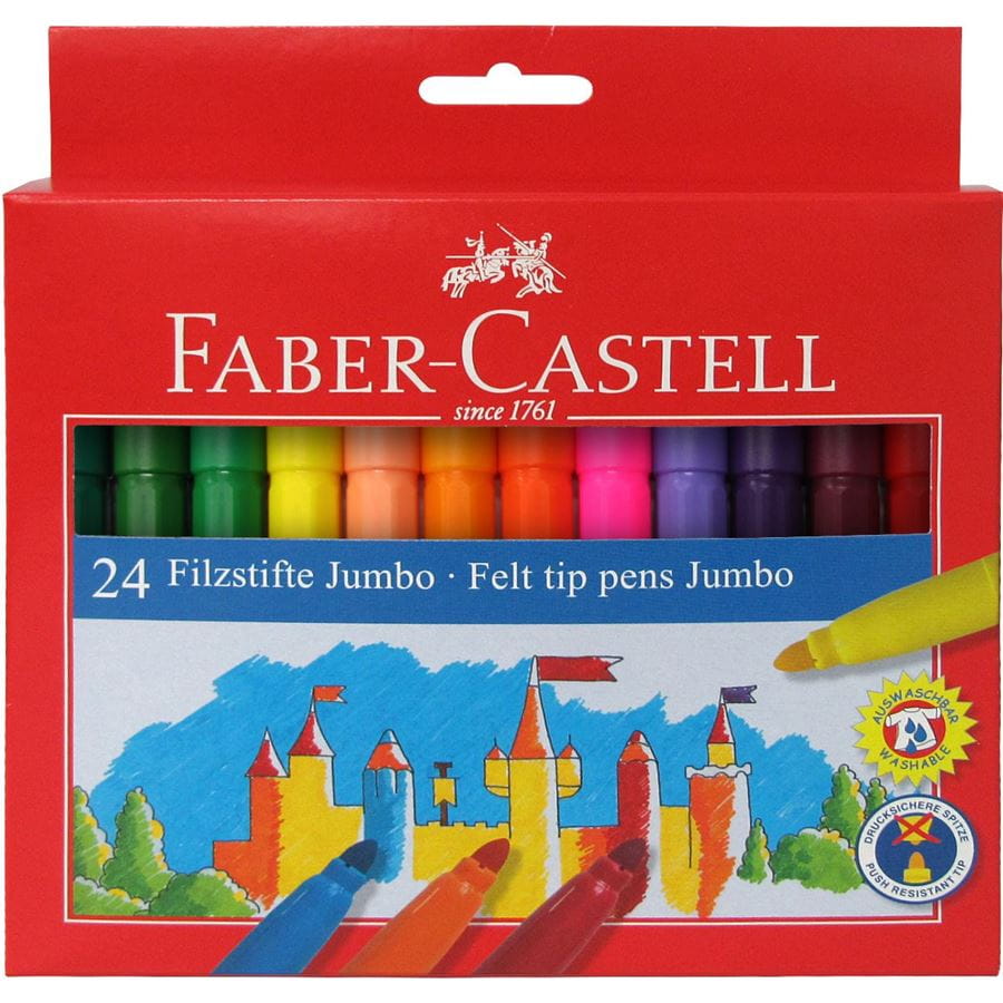 Faber-Castell - Felt tip pen Jumbo, cardboard wallet of 24