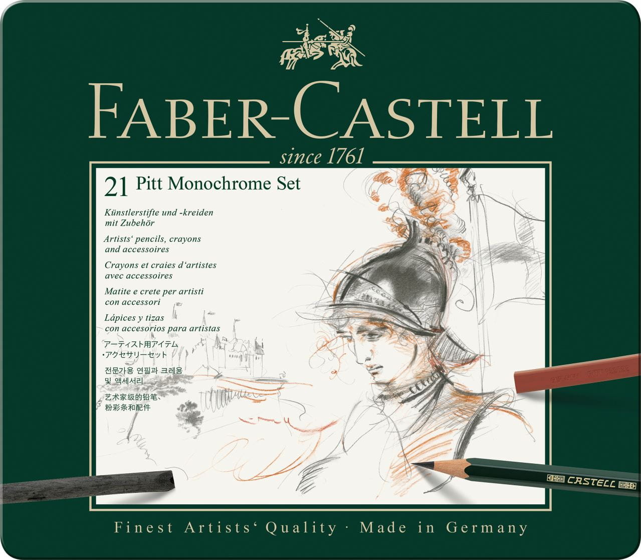 Faber-Castell - Pitt Monochrome set, tin of 21
