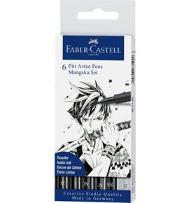 Faber-Castell - Pitt Artist Pen India ink pen, wallet of 6, Mangaka