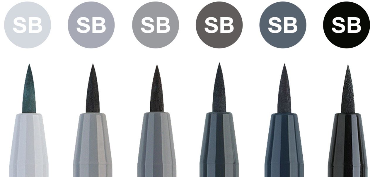 Faber-Castell - Pitt Artist Pen Soft Brush India ink pen, wallet of 6