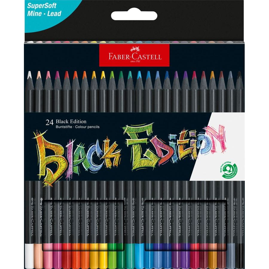 Faber-Castell - Black Edition colour pencils, cardboard box of 24