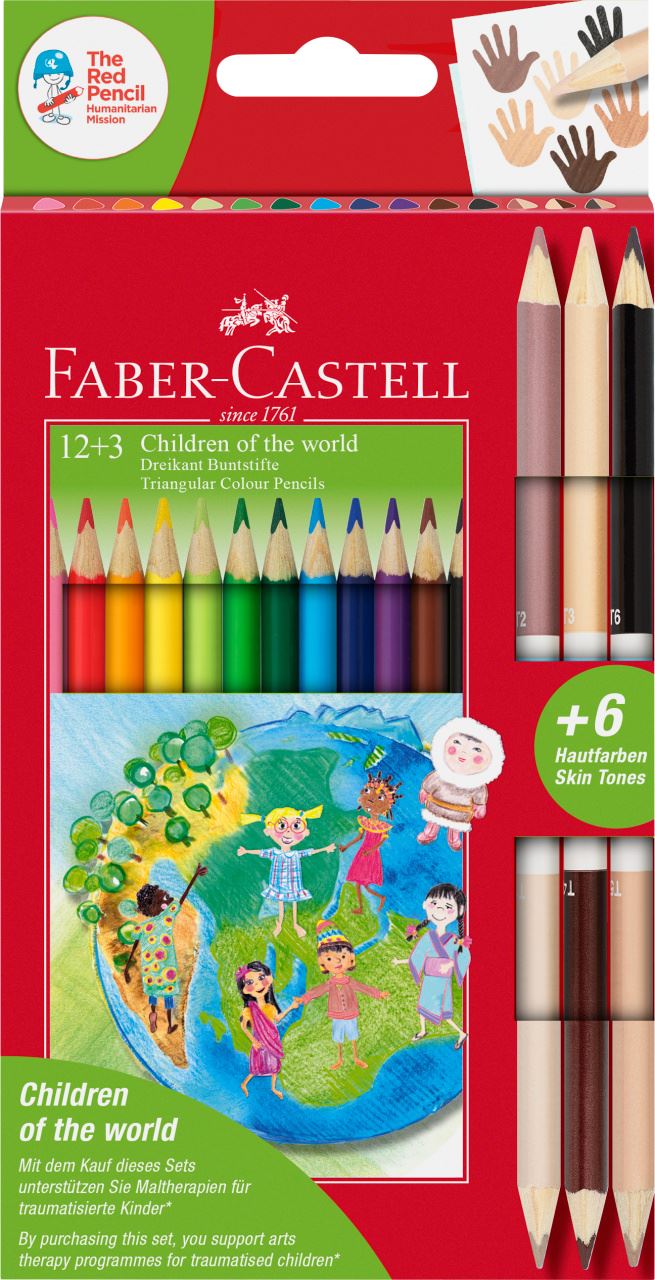 Faber-Castell - Children of the World colour pencil triangular 12+3